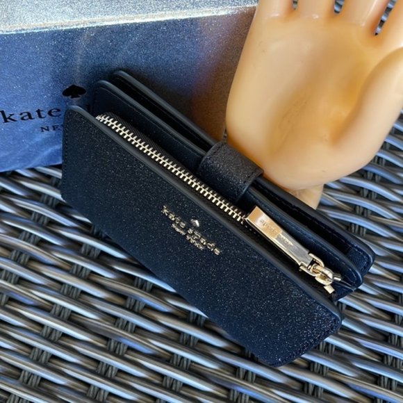 Kate Spade Shimmy Boxed Medium Compartment Wallet Black - Picture 3 of 16